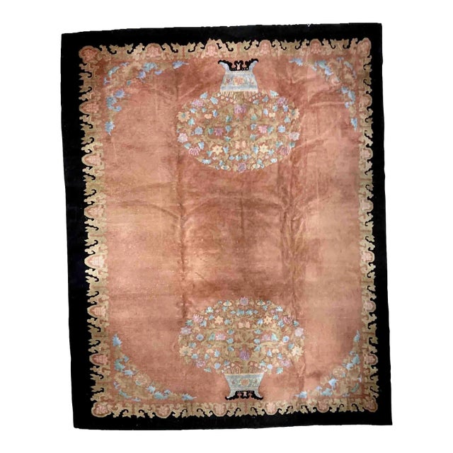1920s Handmade Antique Art Deco Chinese Rug 8.10' X 11.10' For Sale