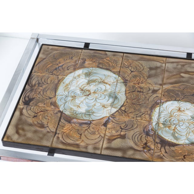 Mid-Century Modern 1970's Mid-Century Modern Juliette Belarti Chrome & Ceramic Coffee Table For Sale - Image 3 of 9