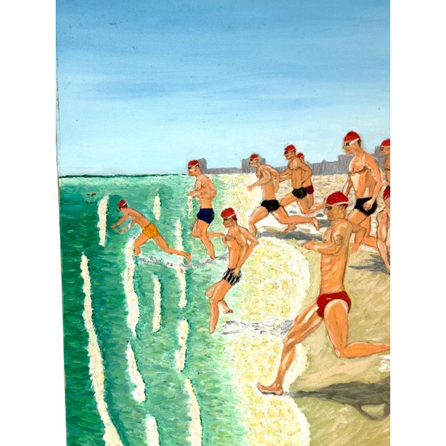 “Swim for Life, Miami Beach” Figurative Oil Painting by Eduardo Lluria Miralles For Sale - Image 11 of 15