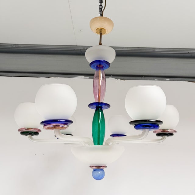 Metal Italian Murano Glass Chandelier, 1960s For Sale - Image 7 of 18