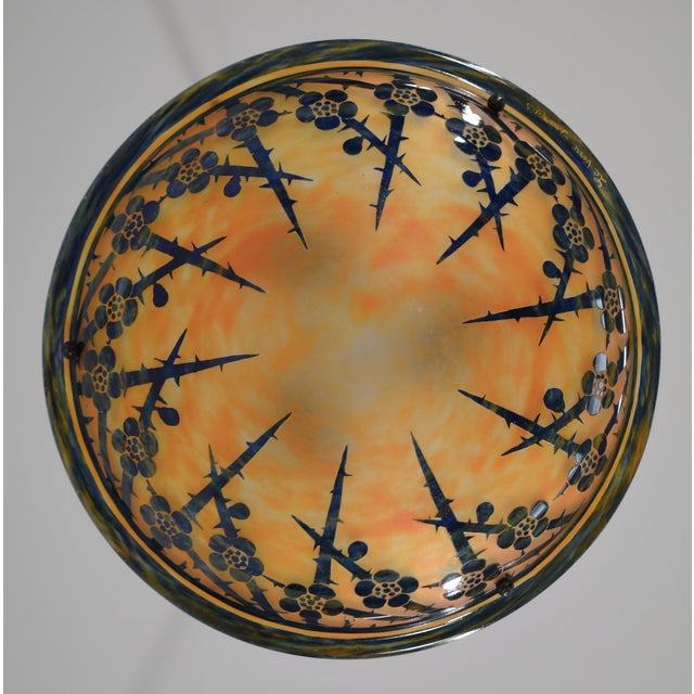 Orange French Art Deco Pendant Light by Le Verre Francais Schneider - 1925 Cameo Chandelier France For Sale - Image 8 of 15