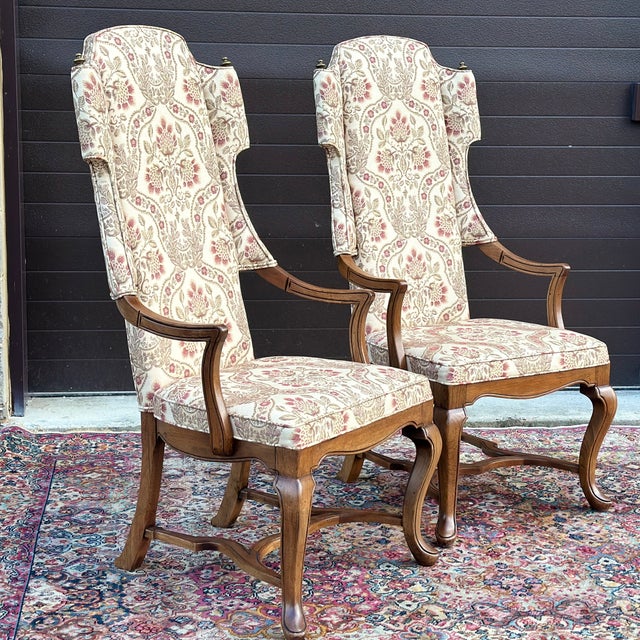 1960's Jim Peed for Drexel Esperanto High Back Upholstered Open Arm Chairs - A Pair For Sale In Philadelphia - Image 6 of 12