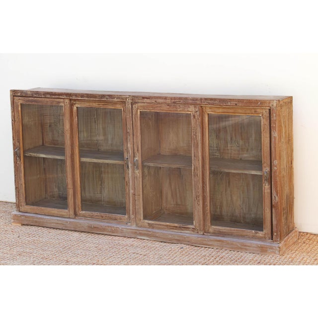 19th Century Antique Whitewash Teak Sliding Doors Sideboard For Sale - Image 5 of 9