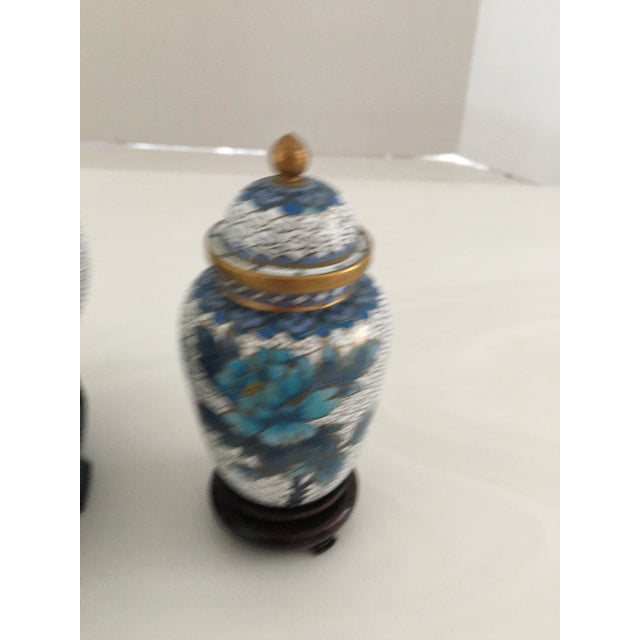 1950s Cloisonn Ginger Jars and Lidded Bowl - Set of 3 For Sale - Image 12 of 13