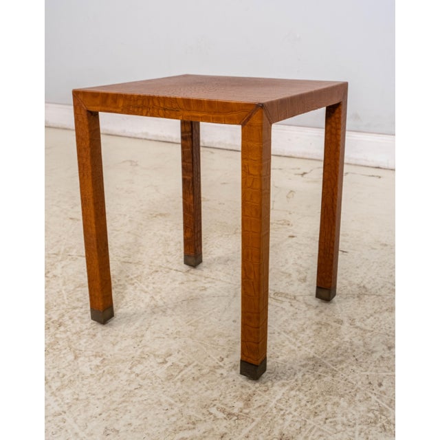 Maitland - Smith Maitland Smith Set of 3 Leather Wrapped Nesting Tables For Sale - Image 4 of 17