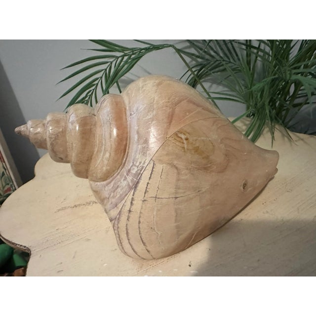 Late 20th Century Sarreid Large Carved Wood Conch Shell, Made in Spain For Sale - Image 5 of 11