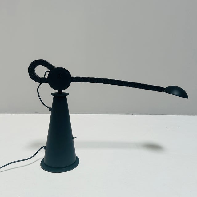 Black Vintage Italian Black Gaucho Desk Lamp by Studio P.E.R for Egoluce, 1980s For Sale - Image 8 of 13