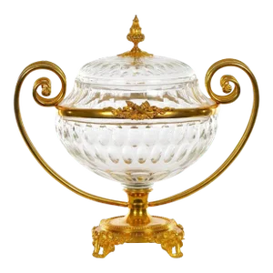 19th Century Bronze Mounted / Cut Crystal Covered Footed Center Piece