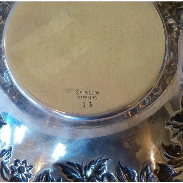 Mid 20th Century S.Kirk &Son Sterling Silver '13' Repousse Rose 6" Candy/ Nut Bowl Dish For Sale In New York - Image 6 of 6