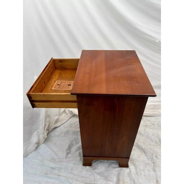 1970s Vintage Stickley Side Table, Nightstand, Solid Cherry Top, Drawer, Center Shelf For Sale - Image 10 of 10
