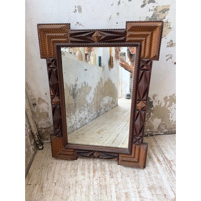 Folk Art Tramp Mirror, France, 1900s For Sale - Image 4 of 18
