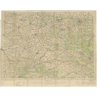 WWI British War Office Map of Arras, Amiens and Reims from Edward Stanford, 1914 For Sale