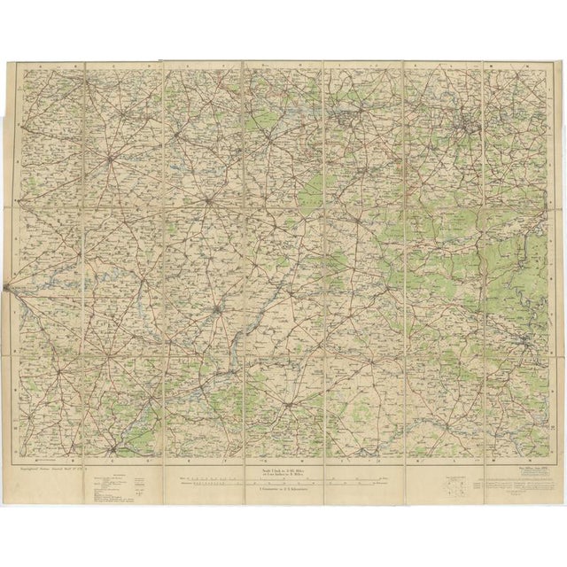 WWI British War Office Map of Arras, Amiens and Reims from Edward Stanford, 1914 For Sale