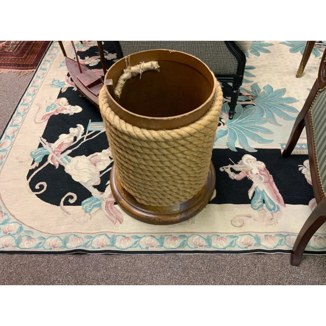 Rope spool side table,Saint Tropez. The top lifts off to provide storage. Solidly crafted of mango wood. Authentic manila...