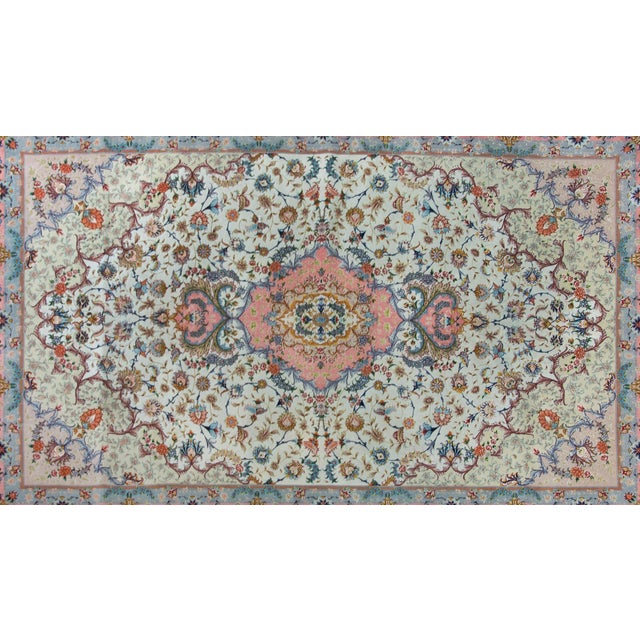 Blush Vintage Silk Persian Tabriz Rug For Sale - Image 8 of 15