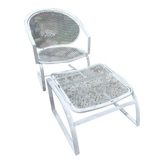 1950s Circular Radar Saucer Rocking Chair & Ottoman, Woodard Makers Mark For Sale