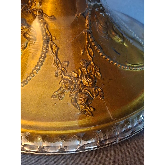 Antique Eapg Riverside Glass No. 423 Empress Kerosene Lamp Gold Intaglio Base 10.75" c.1894 For Sale - Image 12 of 15