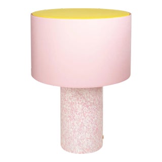 Stories of Italy Ivory & Pink Macchia su Macchia Pillar Lamp with Light Pink Lampshade For Sale