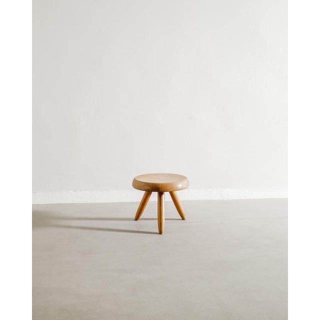 Mid-Century French Wooden Berger Low Stool by Charlotte Perriand, 1960s For Sale - Image 8 of 8