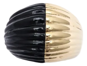 Striated Black Onyx & 18kt Yellow Gold Bisected Dome Ring