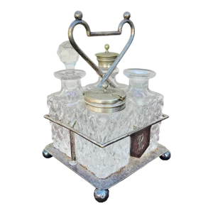 Late 1800s 4 Piece Silver Plated Cruet Set