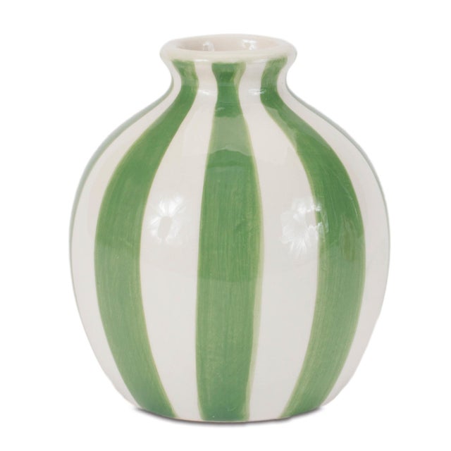 Add a playful pop of pattern to your decor with this Striped Mini Vase Set. Featuring a rounded silhouette and painted...