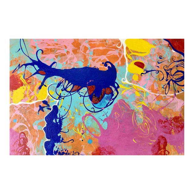 Mirtha Moreno Acrylic Painting Titled: Eye Floaters Cobalt For Sale