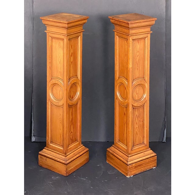 Column Pedestal Plinth Stands of Long-Leaf Pine From England - Two Available For Sale - Image 11 of 11