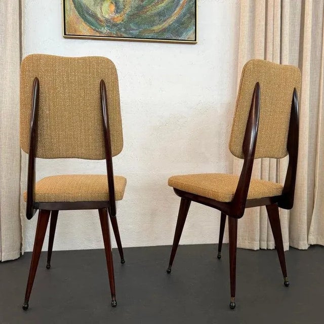 Wood Set of Six Italian Mid-Century Modern Mahogany Dining Chairs For Sale - Image 7 of 11