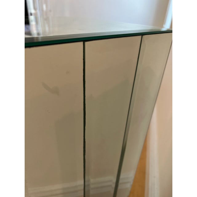 Glass 1980s Postmodern Beveled Mirror Pedestal in the Style of Ello For Sale - Image 7 of 9