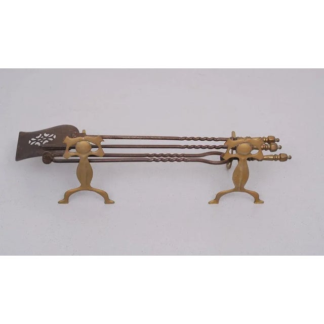 19 Century Dutch Brass Fire Place Tools, Set of 5 For Sale - Image 3 of 11