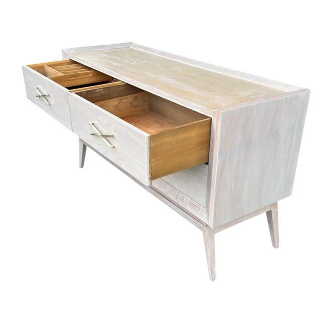 Mid-Century Modern Oyster Lacquered Chest of Drawers X Handles For Sale - Image 10 of 14