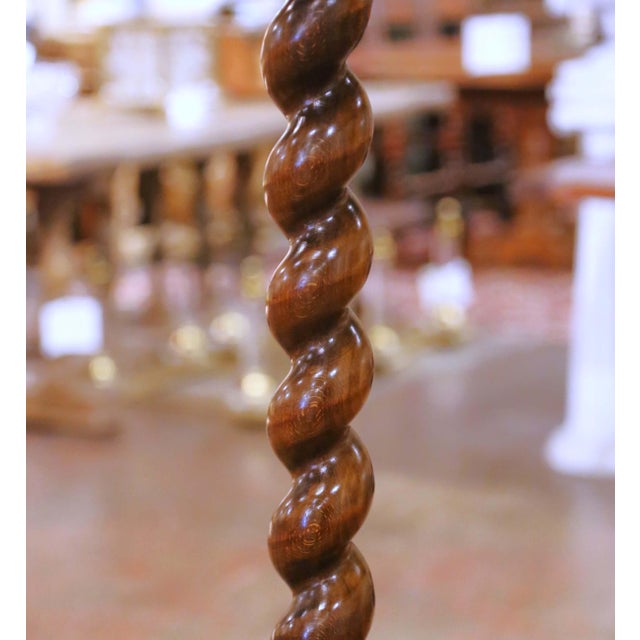 Wood Early 20th C French Louis XIII Walnut Barley Twist Floor Lamp With Table For Sale - Image 7 of 9