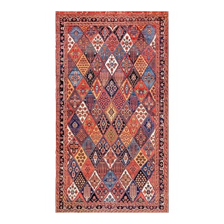 1890s Multicolor Garden Tribal Antique Persian Bakhtiari Rug 7'4" X 13'3" Handknotted Wool Carpet For Sale