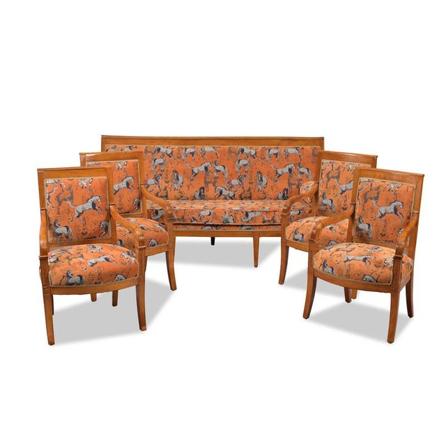 Seating Set in Cherry Wood, France, 1810s, Set of 5 For Sale - Image 12 of 13
