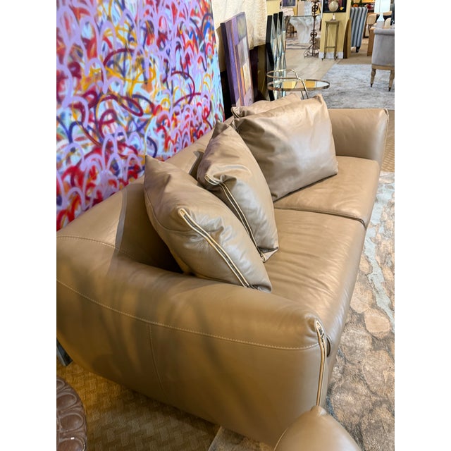 Roche Bobois Late 20th Century Roche Bobois Contemporary Premium Leather Sofa & Loveseat Set - 2 Pieces For Sale - Image 4 of 12