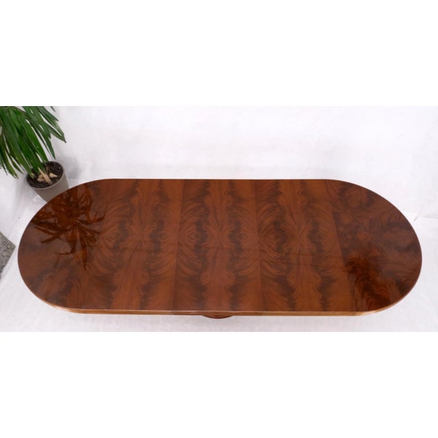 Mid 20th Century Burl Walnut Three Extension Boards Single Pedestal Round Dining Table For Sale - Image 5 of 13