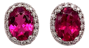Tourmaline Diamond Stud Earrings 14k Gold 2.27 TCW Certified