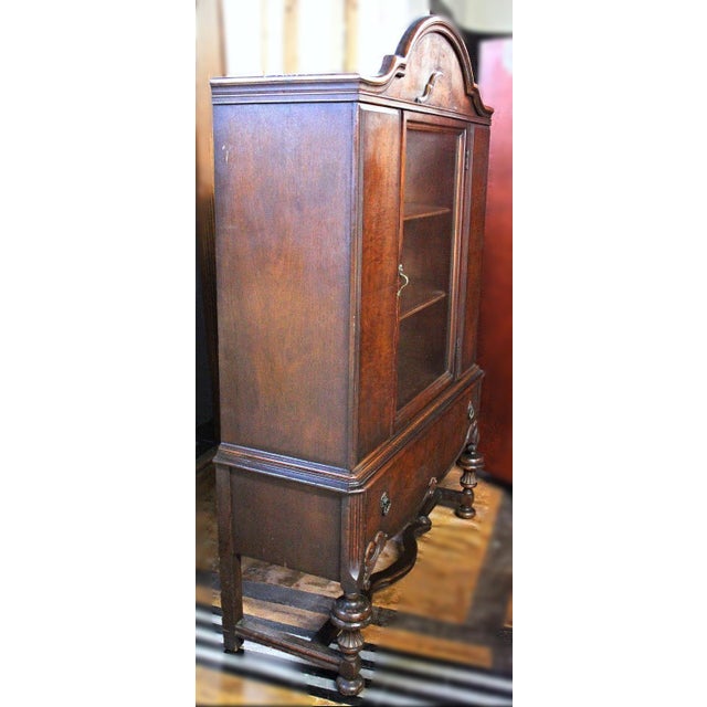 1800s 19th C Hyman Walnut China Cabinet Breakfront Cupboard