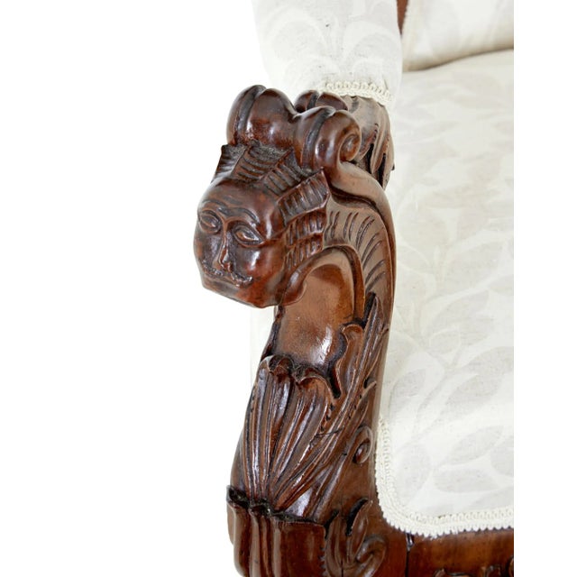 Light Yellow Mid 19th Century Carved Walnut Armchair For Sale - Image 8 of 11