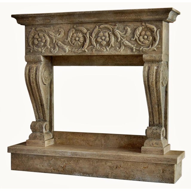 Italian Fireplace in Travertino For Sale - Image 6 of 7