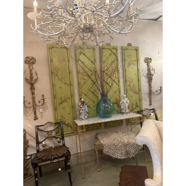 Wood Palm Beach Style Faux Bamboo and Chinoiserie Panels- Set of 4 For Sale - Image 7 of 12