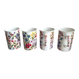 Vintage Florets Roy Kirkham Wild Flowers Bone China Mugs- Set of 4 For Sale