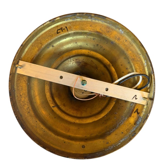 Pair of Vintage Milkglass Ceiling Light Fixtures With Original Brass Holders For Sale In Los Angeles - Image 6 of 6