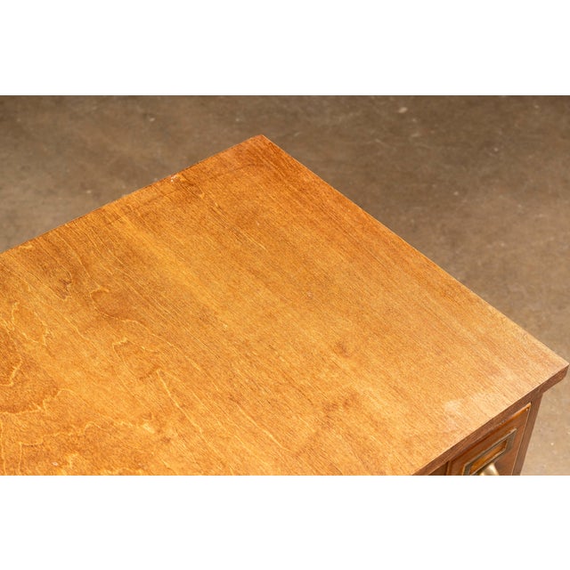 Wood Mid-Century Danish Six-Drawer Card Catalog on Hairpin Legs For Sale - Image 7 of 11