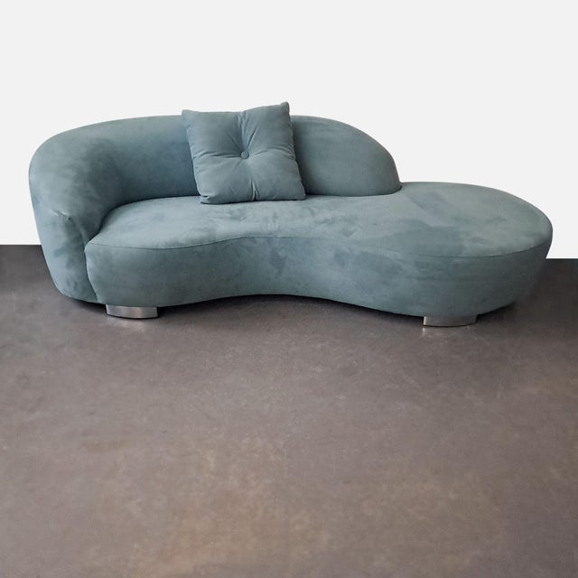 Pair of Lazar Industries Serpentine Modern Curved Sectional Sofa With Pillow For Sale - Image 4 of 6