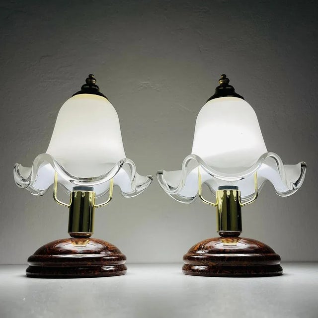 Pair of really beautiful Murano glass night lights made in Italy in the 1980s. They will undoubtedly decorate your home....
