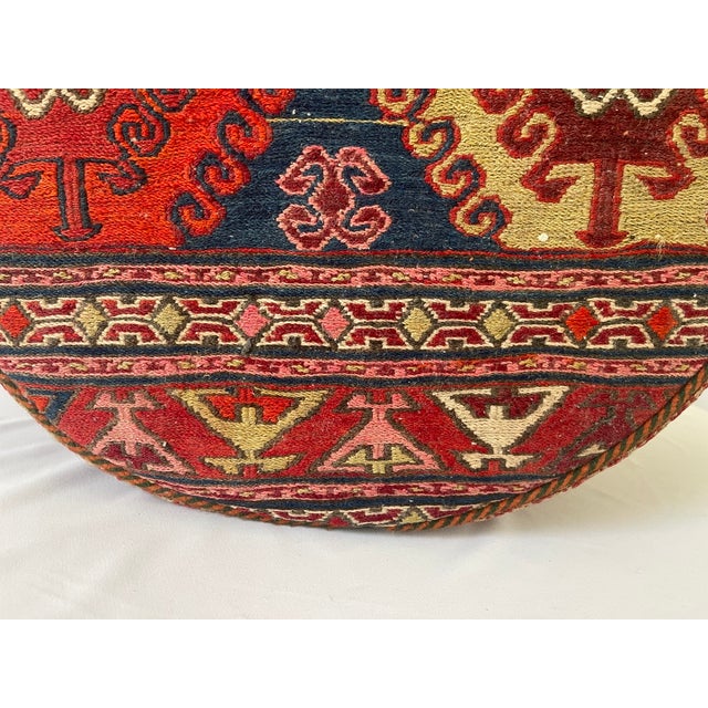 Vintage Hand Woven Kilim Upholstered Ottoman Pouf For Sale In Jacksonville, FL - Image 6 of 13