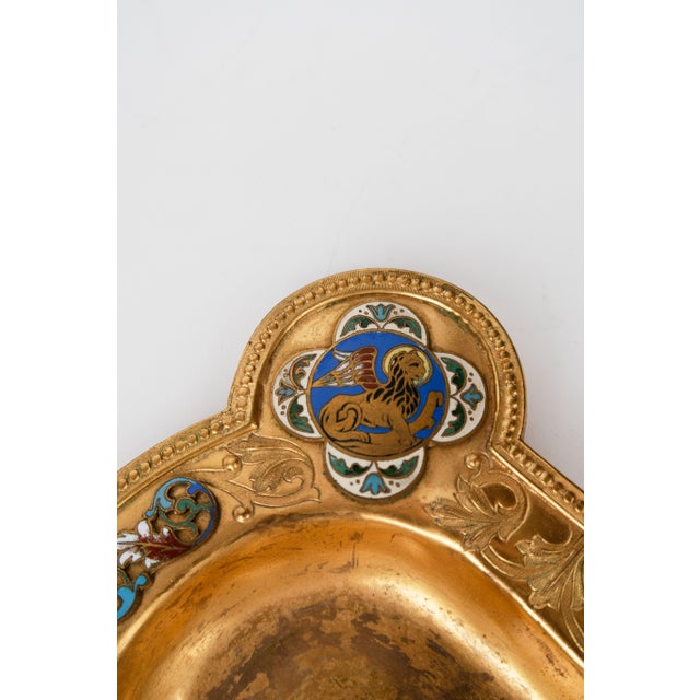 Metal 19th Century French Champleve Enamel Over Gilt Bronze & Baccarat Crystal Cruet Set For Sale - Image 7 of 12