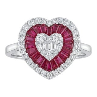18k Gold Ruby 1.06ct and Diamond 0.50ct Cocktail Ring, New Design For Sale